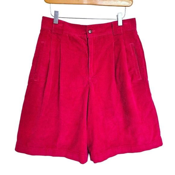 Liz Claiborne Pants - Vintage Liz Sport raspberry corduroy pleated high waist shorts